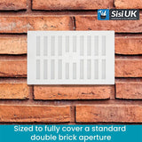 White Plastic Adjustable Air Vent Cover with Flyscreen – Hit & Miss Slide Mesh Grille for Ventilation – Sizes 9"x3", 9"x6", 9"x9"