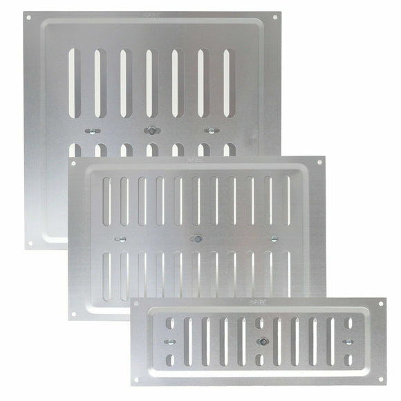 Aluminium Adjustable Air Vent – Silver Metal Hit & Miss Ventilation Cover for Openings 9