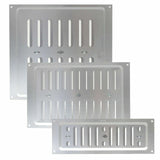 Aluminium Adjustable Air Vent – Silver Metal Hit & Miss Ventilation Cover for Openings 9"x3", 9"x6", 9"x9" – Double Brick Wall & Indoor Use