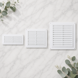 Air Vent White Plastic Louvre Cover – Adjustable Ventilation Grille with Flyscreen – Sizes 9"x3", 9"x6", 9"x9"