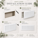 Air Vent White Plastic Louvre Cover – Adjustable Ventilation Grille with Flyscreen – Sizes 9"x3", 9"x6", 9"x9"