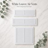 Air Vent White Plastic Louvre Cover – Adjustable Ventilation Grille with Flyscreen – Sizes 9"x3", 9"x6", 9"x9"
