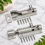 Door Bolts Satin Aluminium Barrel Bolt – Straight & Necked – Sizes 38mm, 50mm, 75mm, 100mm, 150mm – Bathroom, Toilet & Shed Door Latches