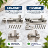 Door Bolts Satin Aluminium Barrel Bolt – Straight & Necked – Sizes 38mm, 50mm, 75mm, 100mm, 150mm – Bathroom, Toilet & Shed Door Latches