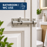 Door Bolts Satin Aluminium Barrel Bolt – Straight & Necked – Sizes 38mm, 50mm, 75mm, 100mm, 150mm – Bathroom, Toilet & Shed Door Latches