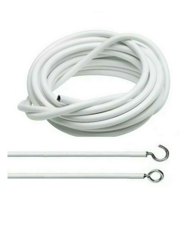 White Curtain Wire  – Flexible Indoor Net Wire for Lightweight Curtains, Voiles and Swags