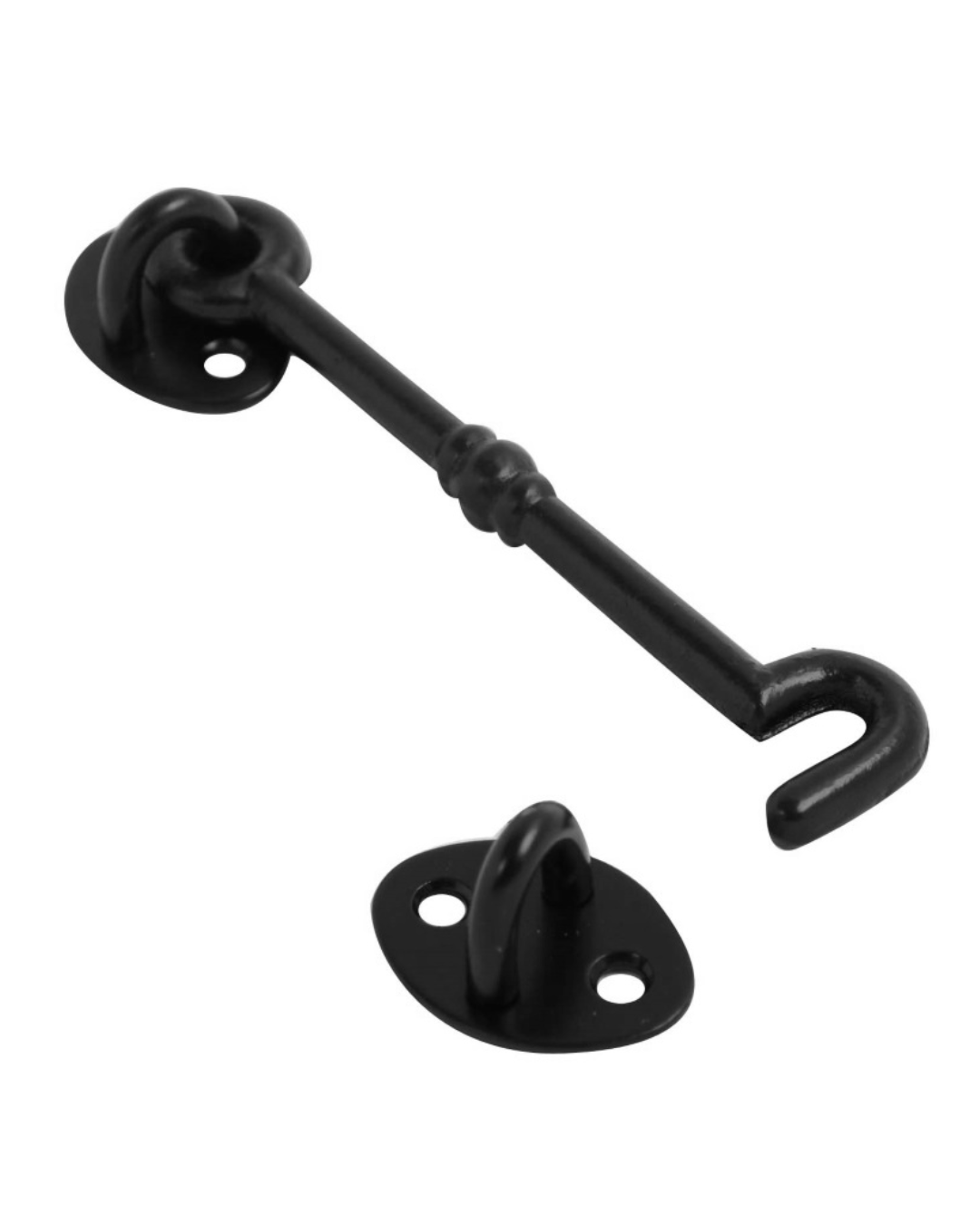 Cabin Hook Twisted Chain Hook Black Ironmongery - Decorative  for Gates, Doors, Sheds (75mm, 100mm, 150mm)