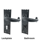 JAB Door Handles – Black Iron Bathroom & Lock Plate Handles | Traditional Wrought Iron Lever Handle Sets