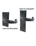 JAB Door Handles – Black Iron Latch Handles on Short Plate & Long Plate | Traditional Wrought Ironmongery
