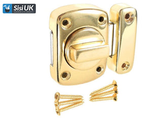 Bathroom Door Lock – Chrome or Brass Privacy Turn & Release Bolt – Toilet Twist Latch for WC/Bathroom Doors