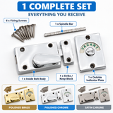 Indicator Bolt – Brass, Polished Chrome & Satin Chrome Privacy Door Lock for Bathroom, Toilet, Cubicle & Changing Room