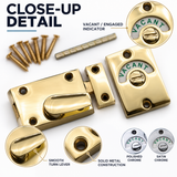 Indicator Bolt – Brass, Polished Chrome & Satin Chrome Privacy Door Lock for Bathroom, Toilet, Cubicle & Changing Room