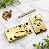 Indicator Bolt – Brass, Polished Chrome & Satin Chrome Privacy Door Lock for Bathroom, Toilet, Cubicle & Changing Room