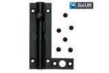 Matt Black Slide Bolts – Straight & Necked – Sizes 38mm, 50mm, 75mm – Bathroom, Toilet & Shed Door Latches