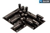 Matt Black Slide Bolts – Straight & Necked – Sizes 38mm, 50mm, 75mm – Bathroom, Toilet & Shed Door Latches
