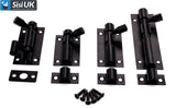 Matt Black Slide Bolts – Straight & Necked – Sizes 38mm, 50mm, 75mm – Bathroom, Toilet & Shed Door Latches