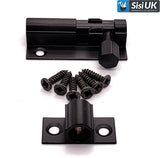 Matt Black Slide Bolts – Straight & Necked – Sizes 38mm, 50mm, 75mm – Bathroom, Toilet & Shed Door Latches