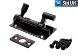 Matt Black Slide Bolts – Straight & Necked – Sizes 38mm, 50mm, 75mm – Bathroom, Toilet & Shed Door Latches