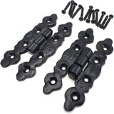 Black Fleur De Lys Hinges – Wrought Cast Iron Tudor Snake Style Door & Cupboard Decorative Hinges