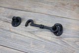 Twisted Black Rustic Cabin Hooks – Heavy-Duty Wrought Iron Door & Gate Latch – Sizes 75mm, 100mm, 150mm