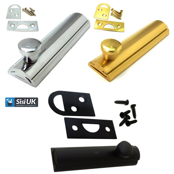 FLAT Flux Sliding Cabinet Bolt – 64mm Door & Cupboard Surface Latch/Lock – Polished Chrome, Polished Brass & Matt Black