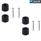 Door Stops – Small 28mm (1.1/8") Black & White Pack of 4 with Fixings – Wall & Skirting Mounted Door Stoppers
