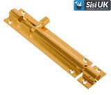 Polished Brass Slide Bolts – Straight & Necked – Sizes 38mm, 50mm, 75mm, 100mm, 150mm – Bathroom, Toilet & Shed Door Latches