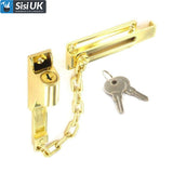 Locking Door Chain – Chrome or Electro Brass – Security Door Chain with Slide Lock for Wooden Internal & External Doors