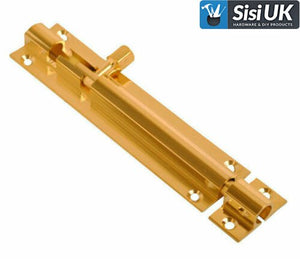 Polished Brass Slide Bolts – Straight & Necked – Sizes 38mm, 50mm, 75mm, 100mm, 150mm – Bathroom, Toilet & Shed Door Latches