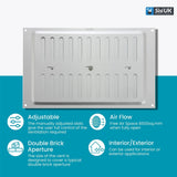 Aluminium Adjustable Air Vent – Silver Metal Hit & Miss Ventilation Cover for Openings 9"x3", 9"x6", 9"x9" – Double Brick Wall & Indoor Use