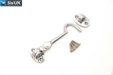 Polished Chrome Cabin Hooks – Heavy-Duty Door, Gate & Window Latches – Sizes 2" to 12" (50mm–300mm)