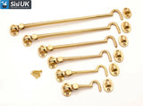 Polished Brass Cabin Hooks – Heavy-Duty Door & Window Latches – Sizes 2" to 12" (50mm–300mm)