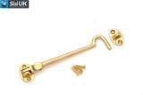 Polished Brass Cabin Hooks – Heavy-Duty Door & Window Latches – Sizes 2" to 12" (50mm–300mm)