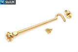 Polished Brass Cabin Hooks – Heavy-Duty Door & Window Latches – Sizes 2" to 12" (50mm–300mm)