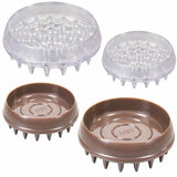 Castor Cups Spiked  – Clear & Brown – Small & Large | Anti-Slip Carpet Furniture Protectors for Chairs, Sofas & Beds
