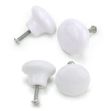 Ceramic Cabinet Knob 38mm White  – Round Door & Drawer Knob with Fixing Screw for Cupboards, Wardrobes & Furniture