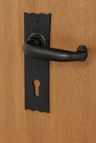 JAB Door Handles – Black Iron Bathroom & Lock Plate Handles | Traditional Wrought Iron Lever Handle Sets