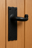 JAB Door Handles – Black Iron Latch Handles on Short Plate & Long Plate | Traditional Wrought Ironmongery