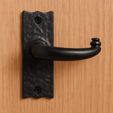 JAB Door Handles – Black Iron Latch Handles on Short Plate & Long Plate | Traditional Wrought Ironmongery