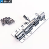 Polished Chrome Slide Bolts – Straight & Necked – Sizes 38mm, 50mm, 75mm, 100mm, 150mm – Bathroom, Toilet & Shed Door Latches