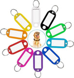 Plastic Key Tags with Label Window & Split Ring – ID Key Fobs for Keys & Luggage – Assorted Colours (Black, White, Blue, Red, Orange, Purple, Yellow, Light Green, Mixed Pack)