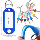 Plastic Key Tags with Label Window & Split Ring – ID Key Fobs for Keys & Luggage – Assorted Colours (Black, White, Blue, Red, Orange, Purple, Yellow, Light Green, Mixed Pack)
