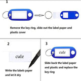 Plastic Key Tags with Label Window & Split Ring – ID Key Fobs for Keys & Luggage – Assorted Colours (Black, White, Blue, Red, Orange, Purple, Yellow, Light Green, Mixed Pack)