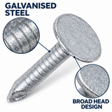 Clout Nails - Heavy Duty - for Wood & Roofing – Galvanised Steel – 13mm, 15mm, 20mm, 25mm – Pack for Joinery, Upholstery & Carpentry