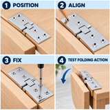 Counter Top Hinge – Drop Leaf Table and Bar Flap Support Hinge ( 100mm x 32mm x 38mm) - Heavy-Duty Chrome