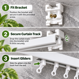 Lever Lock Curtain Track Brackets & NOVA DELUXE Curtain Gliders – 5 Brackets + 20 Runners