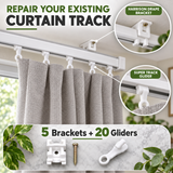 Lever Lock Curtain Track Brackets & NOVA DELUXE Curtain Gliders – 5 Brackets + 20 Runners