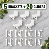 Harrison Drape Curtain Rail Brackets & Super Track Gliders – 5 Brackets + 20 Gliders