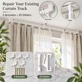 Harrison Drape Curtain Rail Brackets & Super Track Gliders – 5 Brackets + 20 Gliders