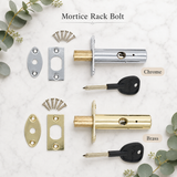 Door Rack Bolt Mortice Security Lock with Star Key – Chrome or Brass Concealed Bolt for Wooden Doors, French Doors & Cupboards
